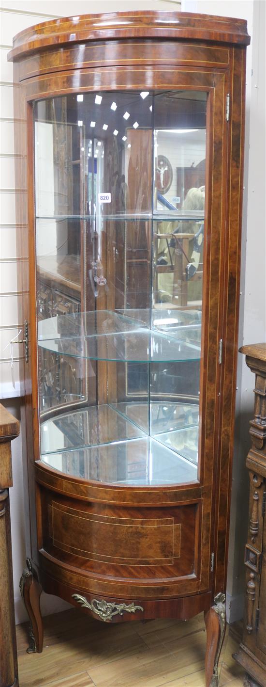 A French corner vitrine, H.184cm